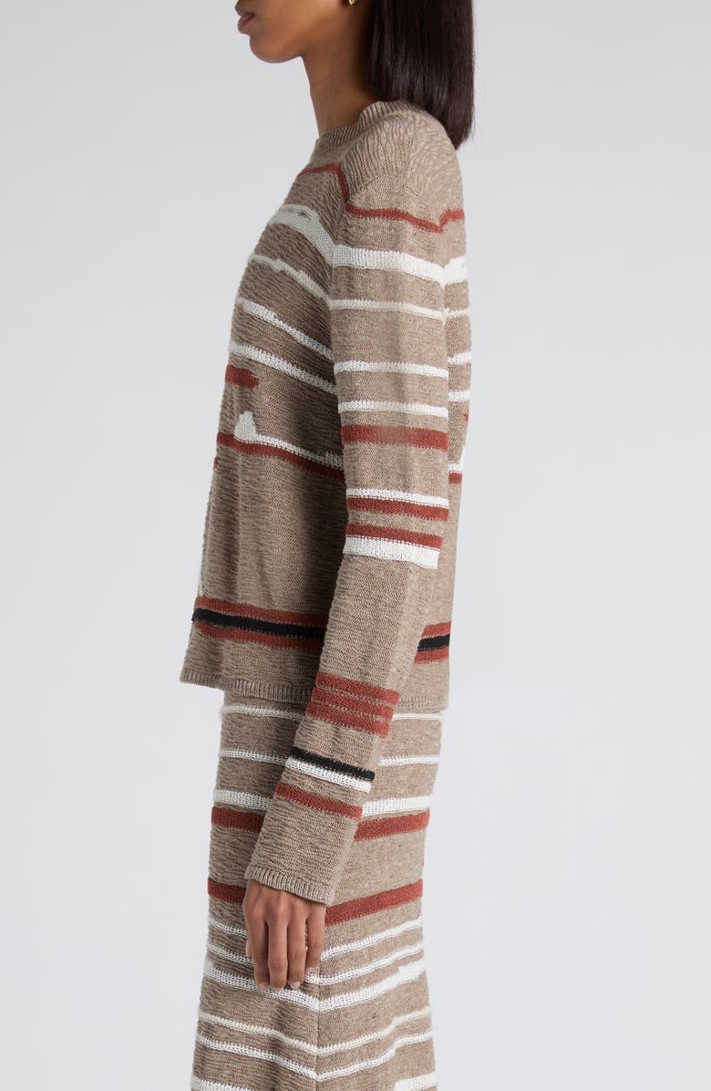 Bottega Veneta Venice Intarsia Linen & Cotton Mélange Sweater, Alternate, color, Maple/ Chalk