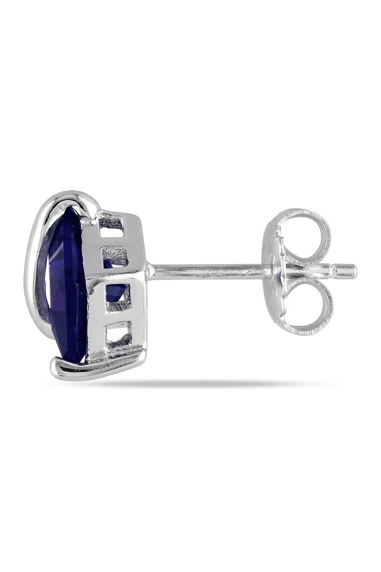 Sterling Silver Wrapped Created Blue Sapphire Earrings, Alternate, color, BLUE