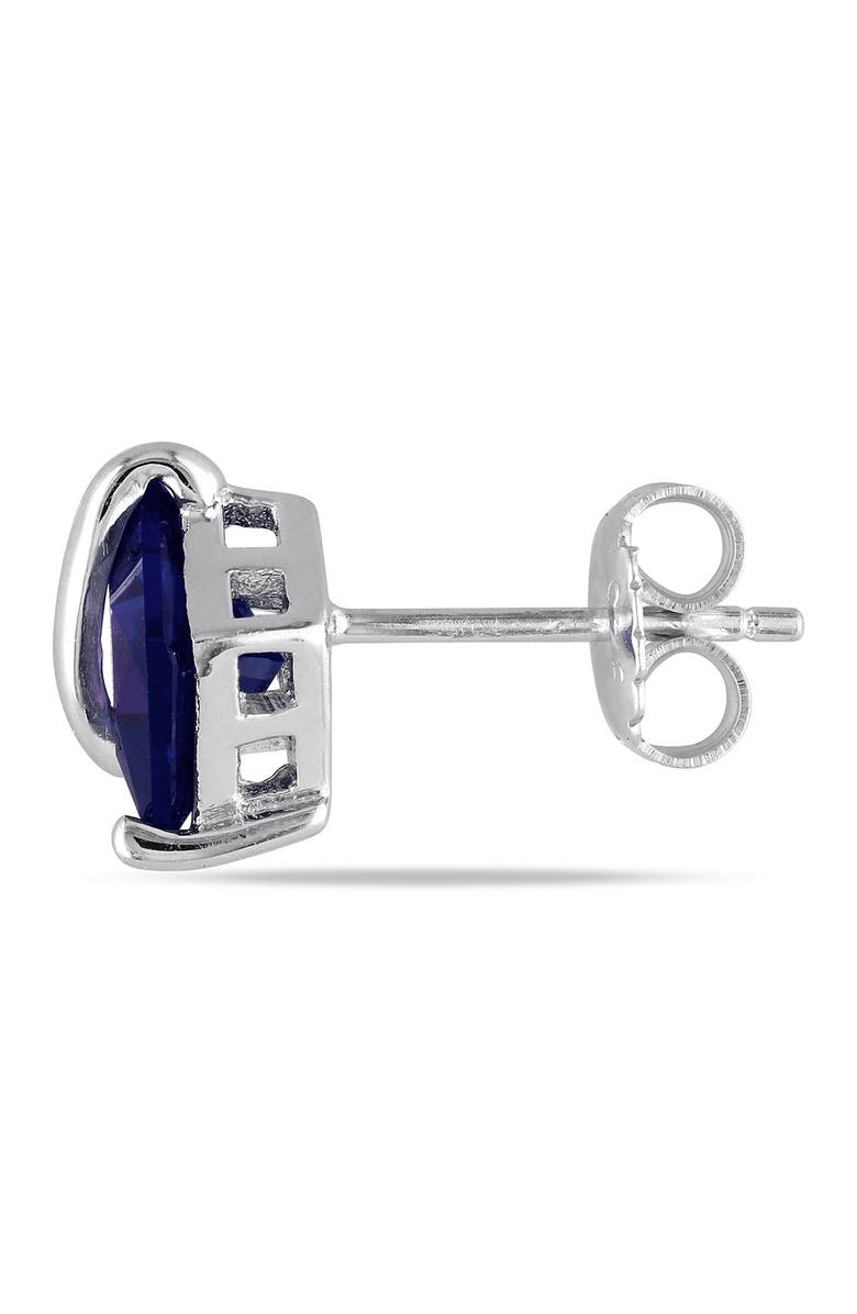 DELMAR Sterling Silver Wrapped Created Blue Sapphire Earrings, Alternate, color, Blue