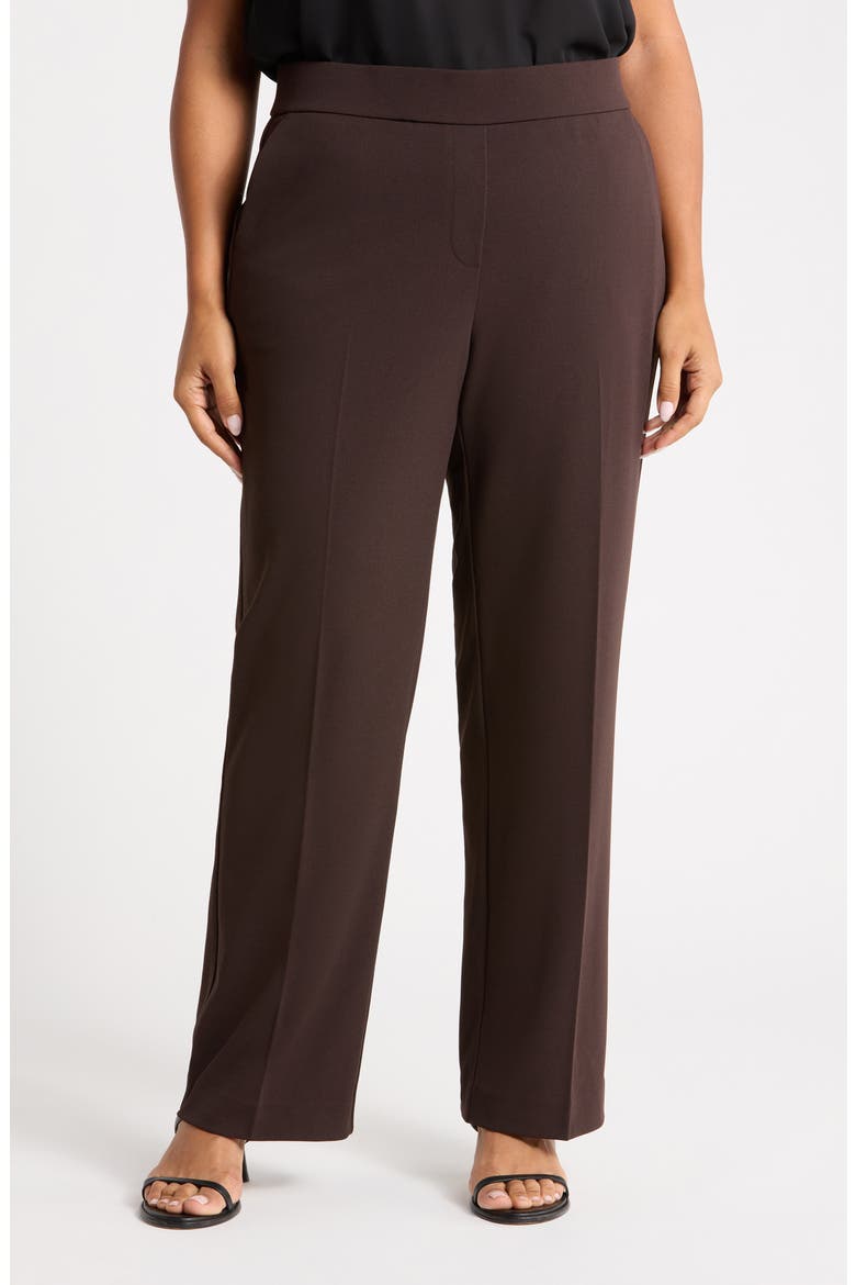 Pull-On Crepe Straight Leg Pants, Main, color, CHOCLATE BROWN