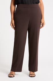 AK ANNE KLEIN Pull-On Crepe Straight Leg Pants