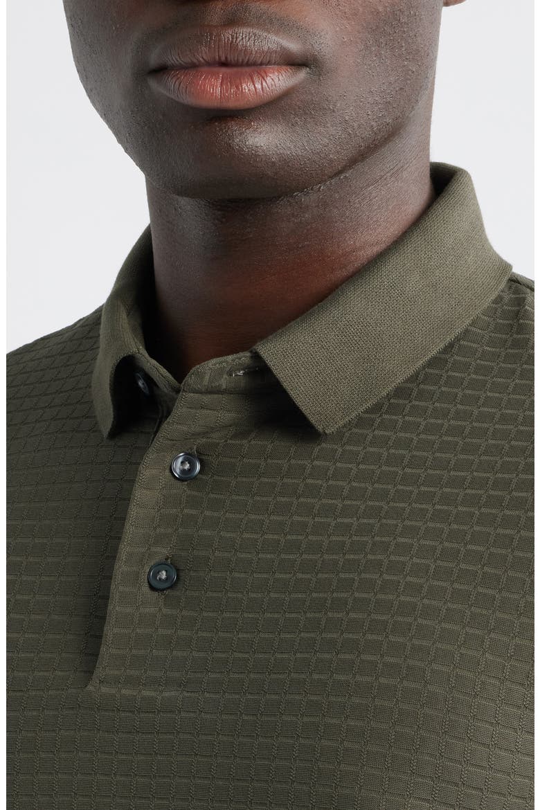 Geo Texture Cotton Polo, Alternate, color, GREEN