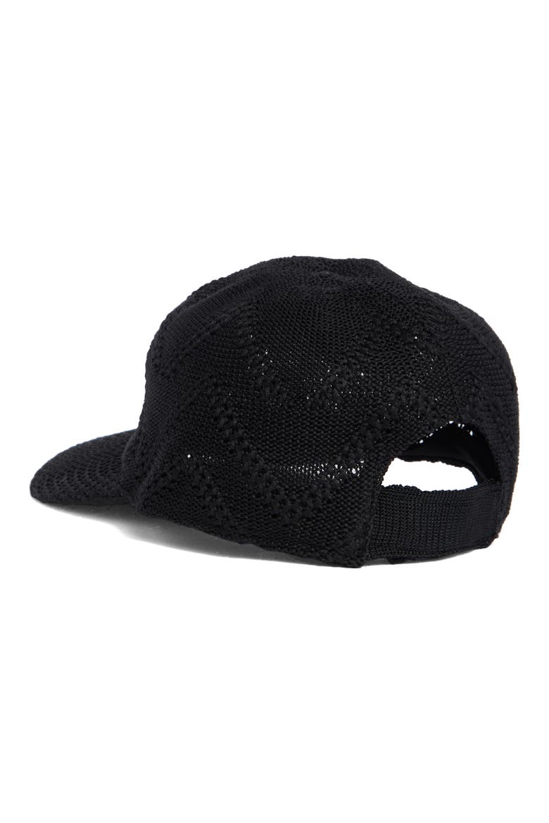 Packable Pointelle Knit Baseball Cap, Alternate, color, BLACK