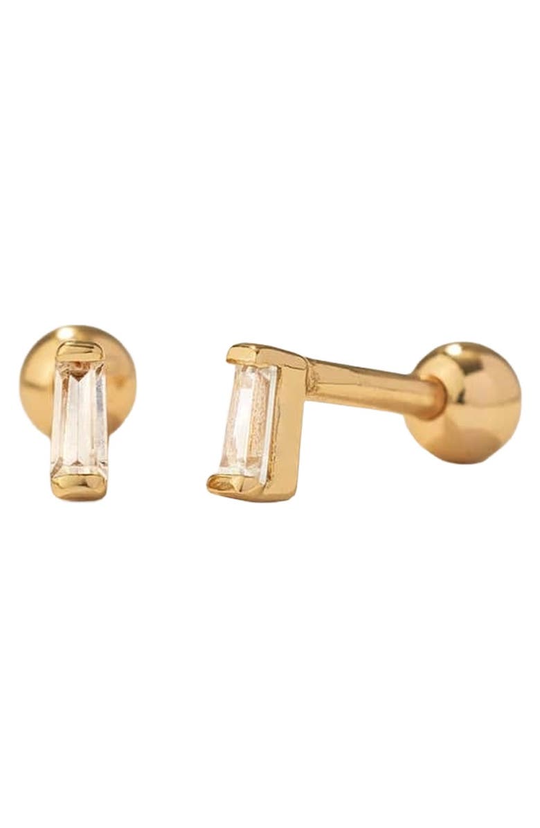 MADE BY MARY CZ Baguette Stud Earrings, Main, color, Gold Vermeil