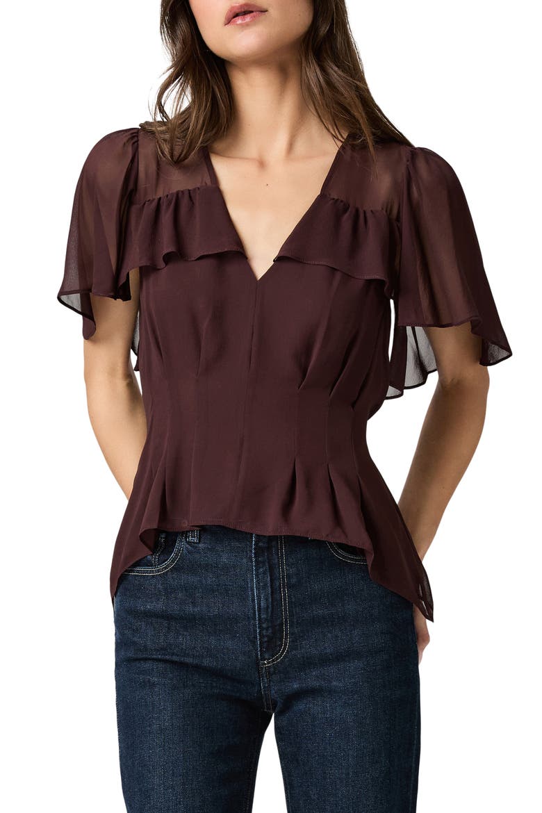 Willa Ruffle Chiffon Top, Main, color, AUBERGINE