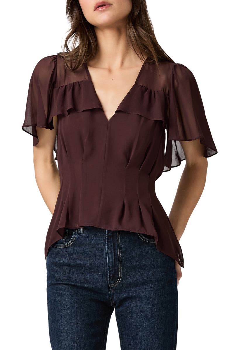 PAIGE Willa Ruffle Chiffon Top, Main, color, Aubergine