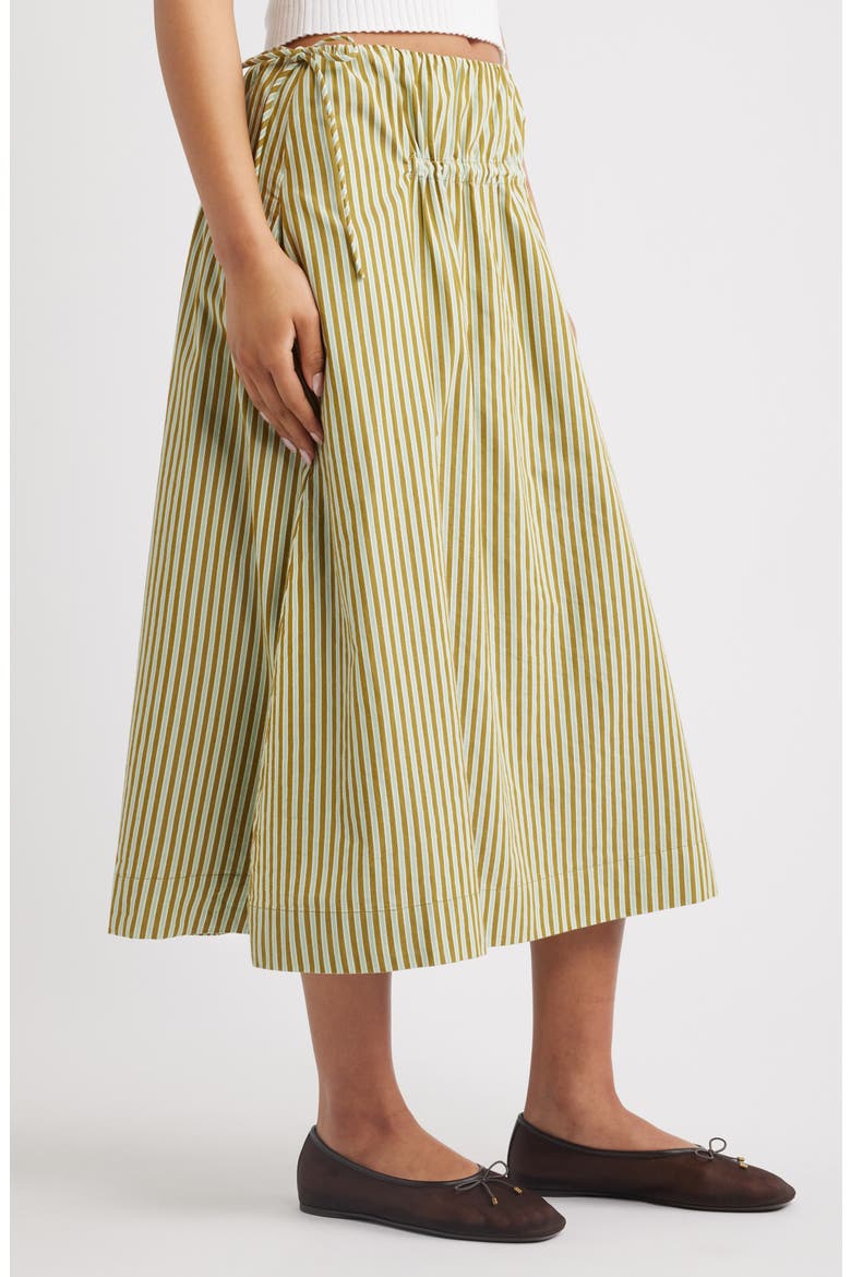 Caspia Striped Volume Midi Skirt, Alternate, color, BASIL