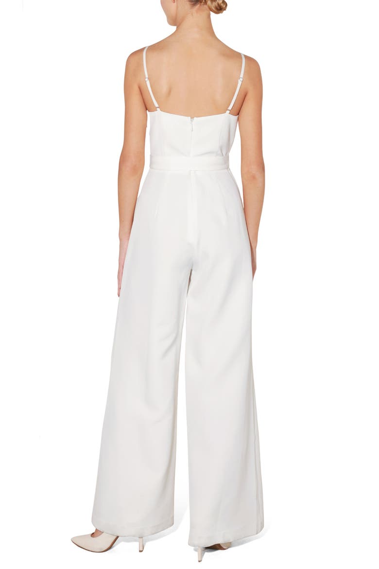 Solid Belted Wide Leg Jumpsuit, Alternate, color, WHITE
