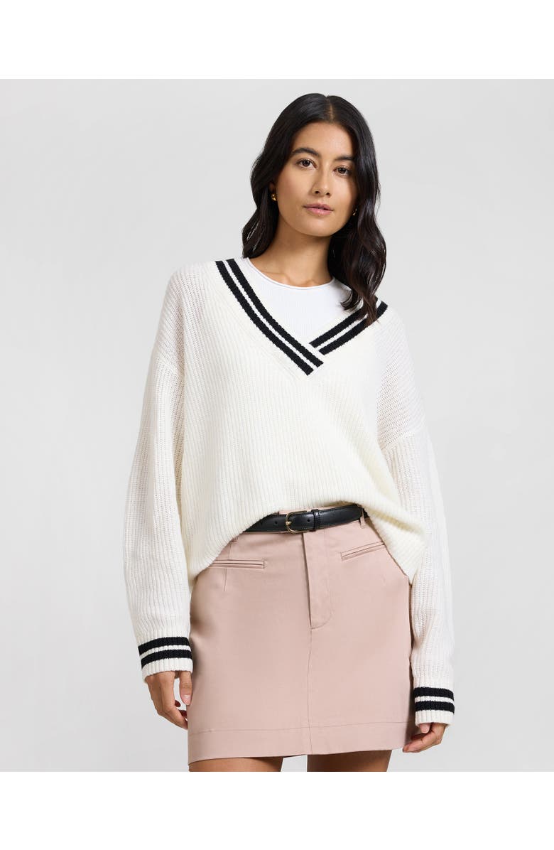 Onia Deep V-neck Varsity Pullover Sweater, Main, color,