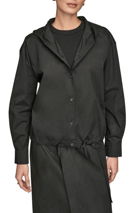 Hooded Long Sleeve Button-Up Shirt