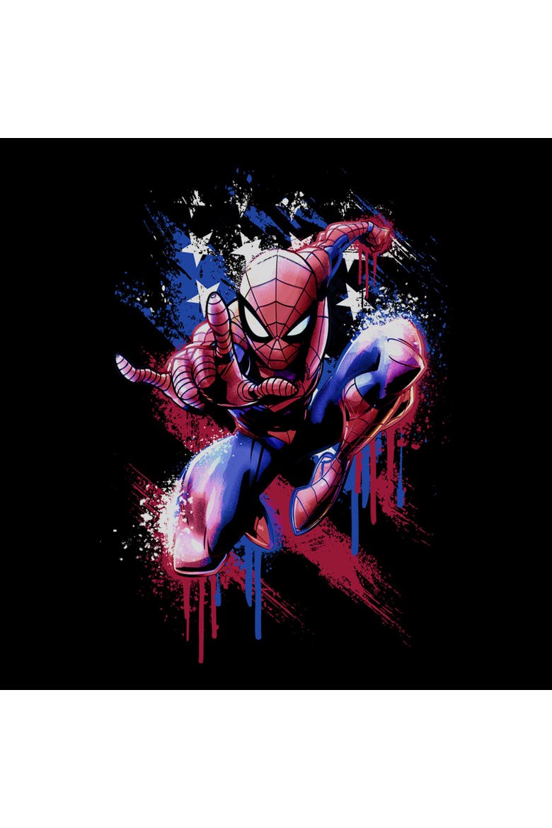 Boy's Marvel Spider-Man American Pose  Graphic T-Shirt, Alternate, color, Black