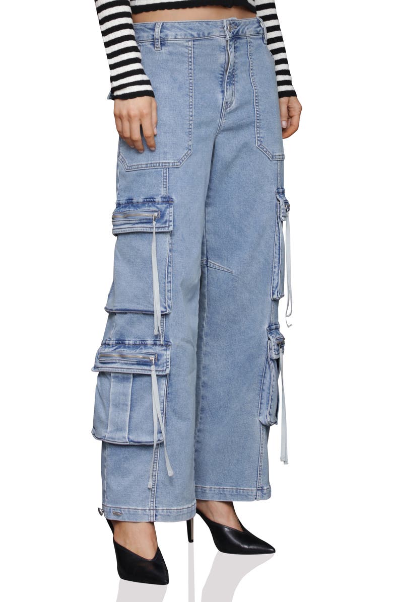 Avec Les Filles Baggy Cargo Jeans, Alternate, color, Light Blue Wash