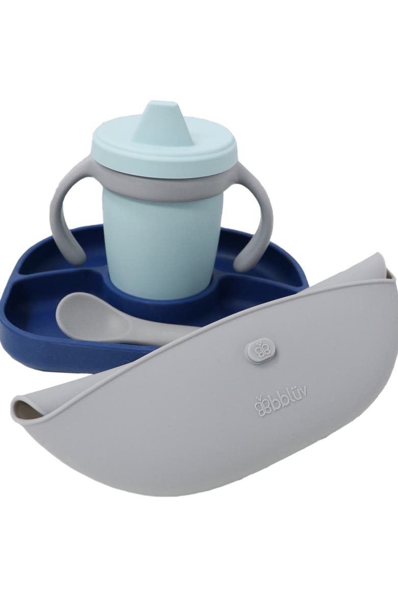 Set - Silicone Feeding Set, Main, color, Navy