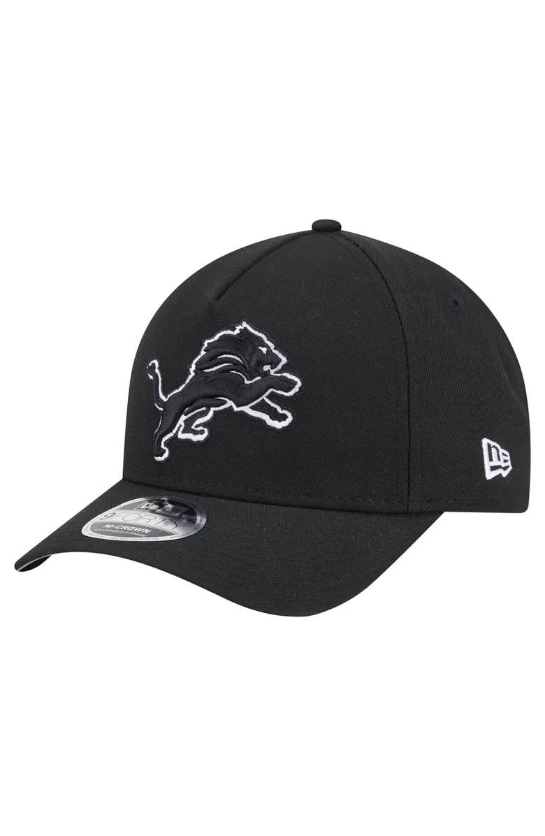 New Era Men's New Era  Black Detroit Lions Team Collection 9FORTY M-Crown A-Frame Adjustable Hat, Main, color, 