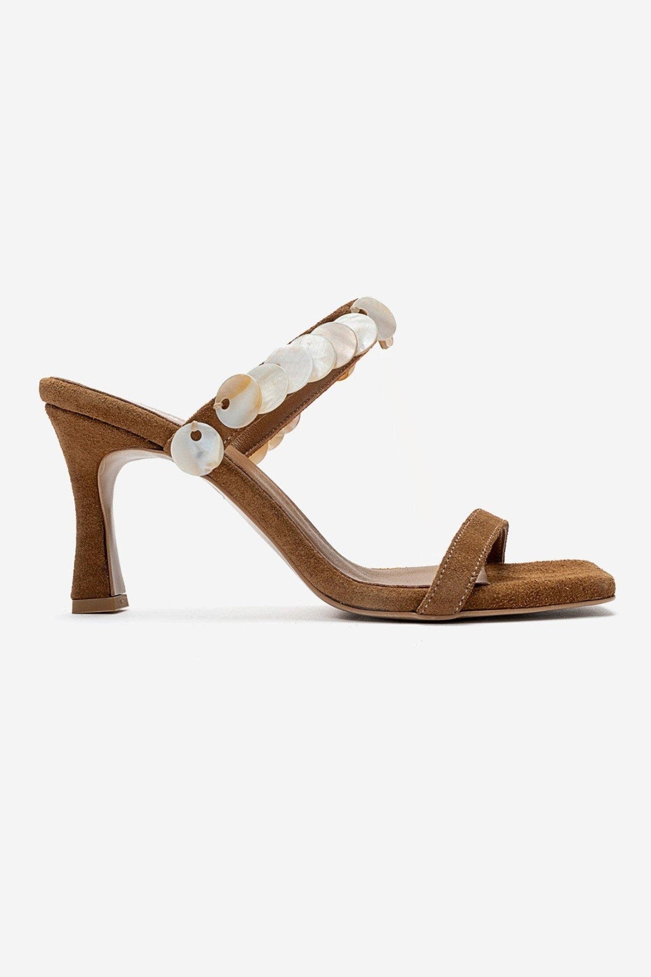 Arund Leather Stiletto Ankle Strap Sandal, Alternate, color, Cognac Suede