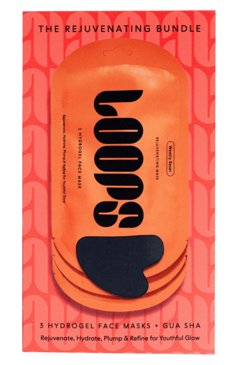 LOOPS Holiday Rejuvenating Sheet Mask & Gua Sha Set, Main, color,