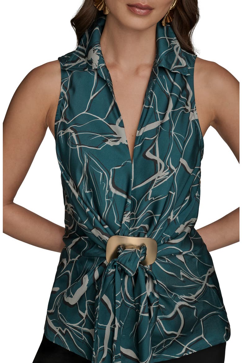 Floral Faux Wrap Sleeveless Top, Alternate, color, HUDSON MULTI