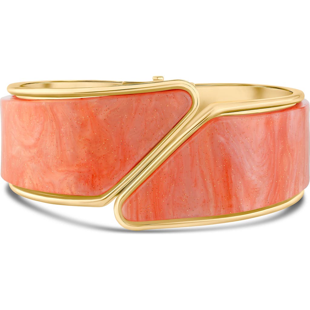 Jardin Symetrical Hinged Statement Bracelet In Peach/gold