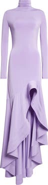 Stella McCartney Long Sleeve High-Low Crepe Jersey Gown