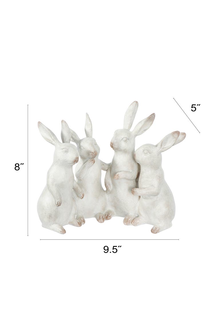 Whitewashed Polyresin Bunny Rabbit Quartet, Alternate, color, White