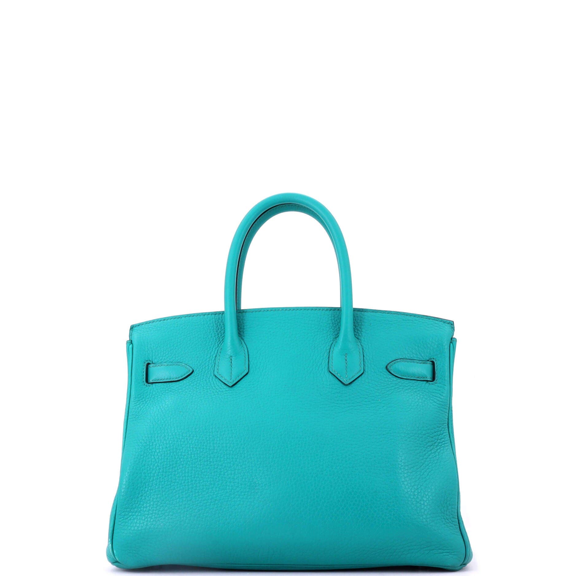 Pre-Owned Hermes Birkin Handbag Blue Clemence with Palladium Hardware 30, Alternate, color, Bleu Paon