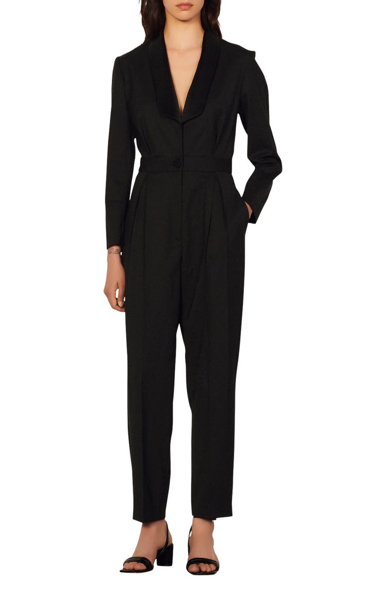 SANDRO Pippa Long Sleeve Jumpsuit, Main, color, 