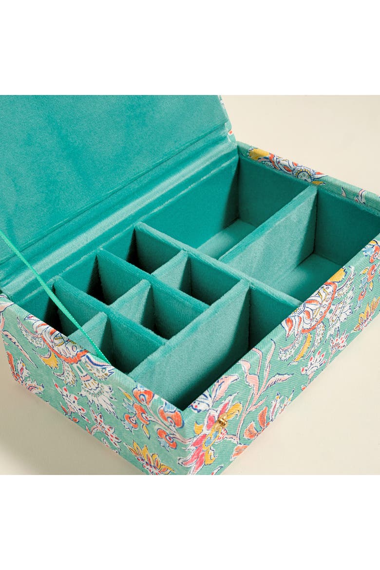 Meilin Floral Jewelry Box 7" x 5" Artisan, Alternate, color, Turquoise