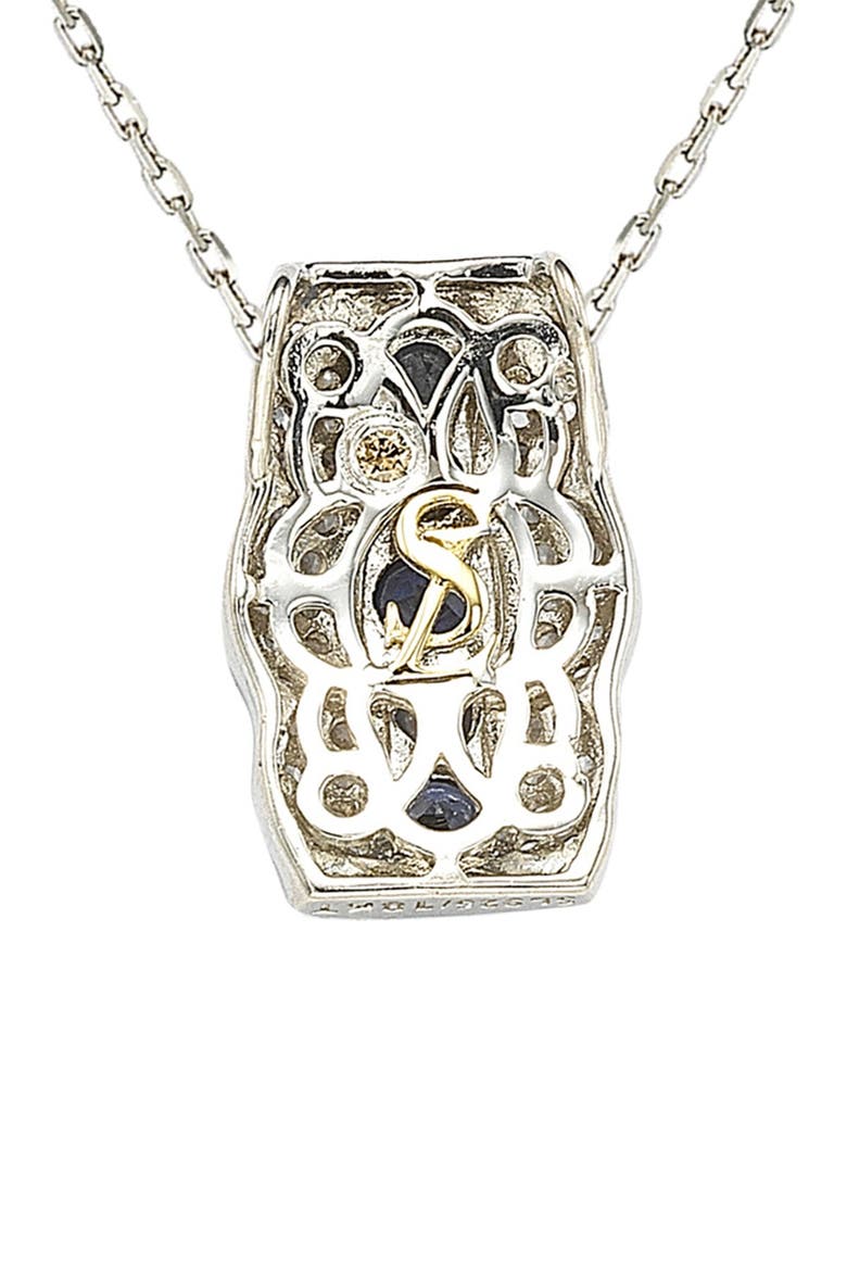 Two-Tone Sapphire & Lab Created White Sapphire Pendant Necklace, Alternate, color, BLUE