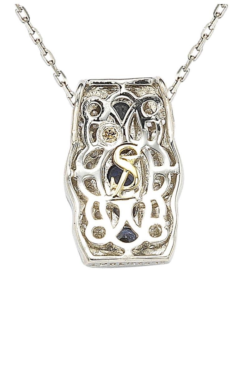SUZY LEVIAN Two-Tone Sapphire & Lab Created White Sapphire Pendant Necklace, Alternate, color, Blue