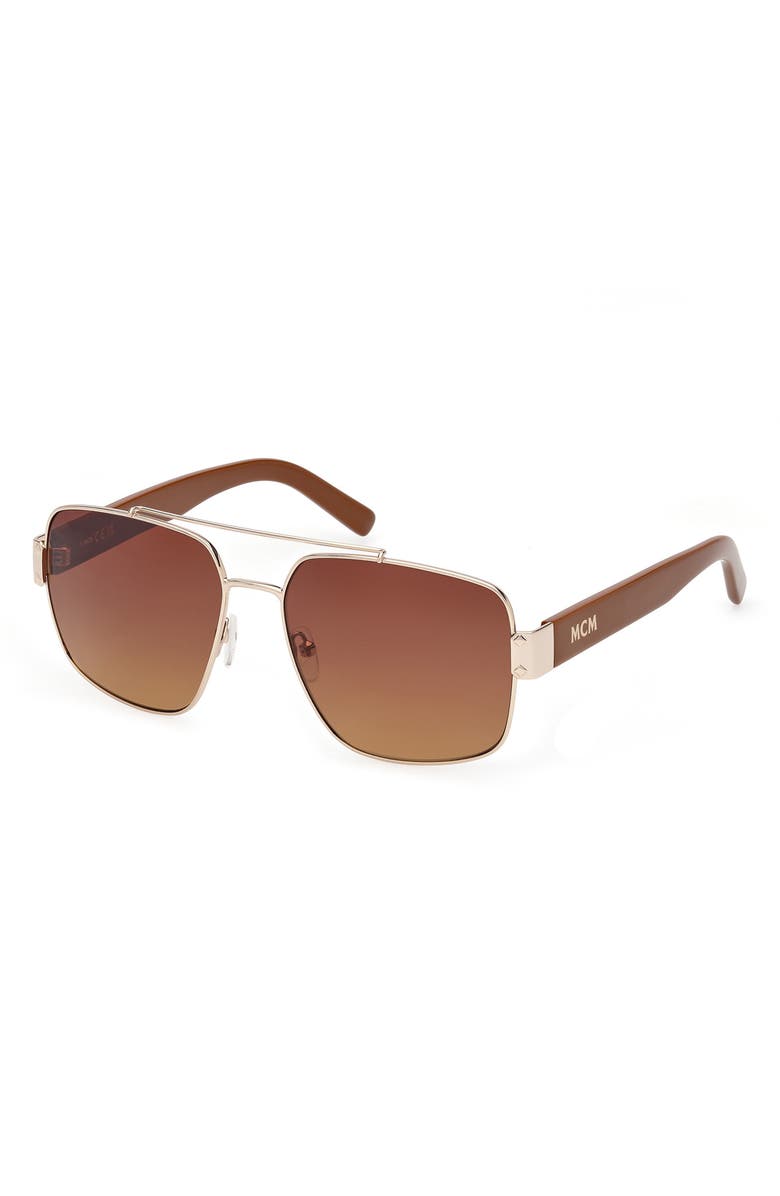 MCM 58mm Navigator Sunglasses, Alternate, color, Gold / Gradient Brown