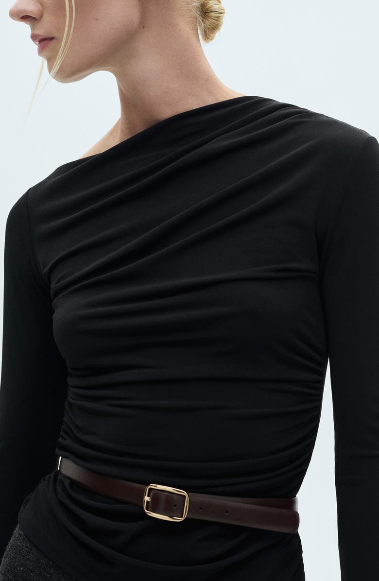 MANGO Asymmetric Gathered Long Sleeve Top, Alternate, color,