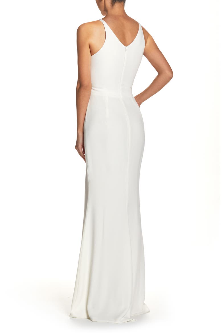 Iris Slit Crepe Gown, Alternate, color, OFF WHITE