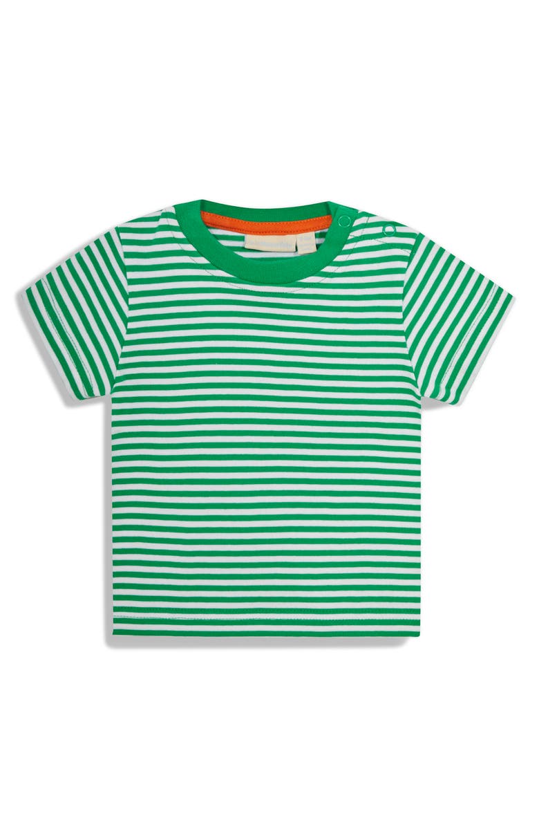 JOJO MAMAN BEBE Stripe T-Shirt & T-Rex Overalls Set, Alternate, color, 