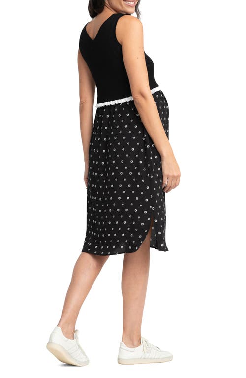 Shop Seraphine Mixed Media Maternity/nursing Dress In Black