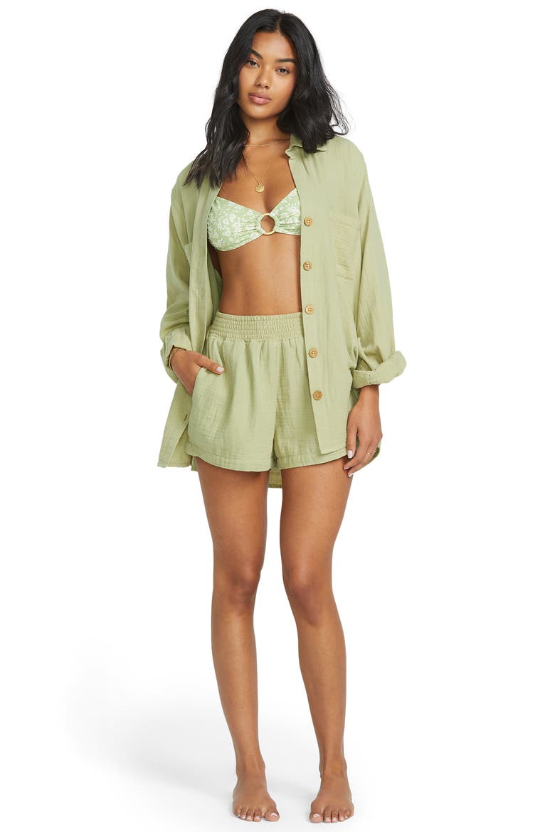 Swell Gauze Button-Up Shirt, Alternate, color, AVOCADO