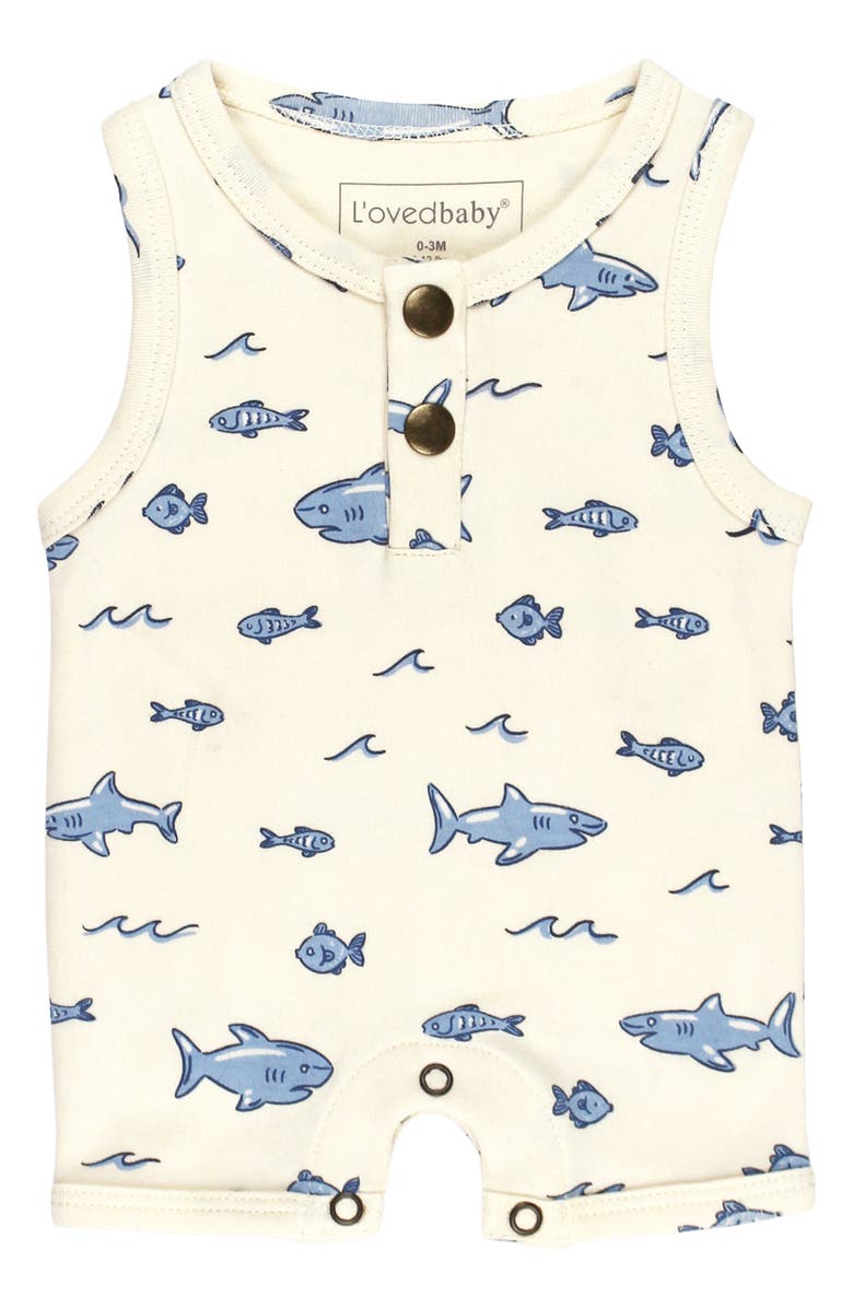 L'ovedbaby Sleeveless Organic Cotton Bubble Romper, Main, color, Shark