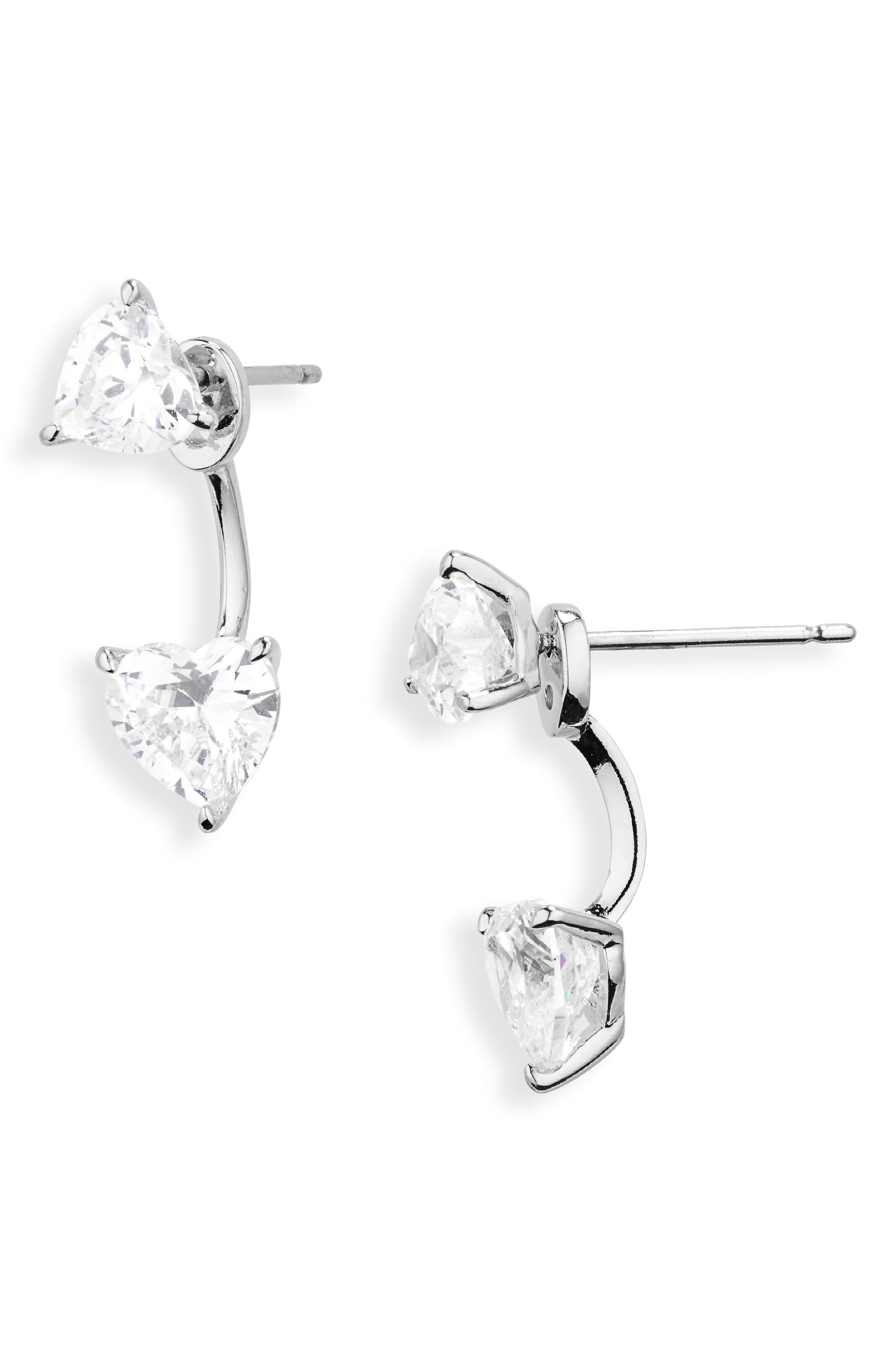 Nadri Cubic Zirconia Heart Front/Back Earrings