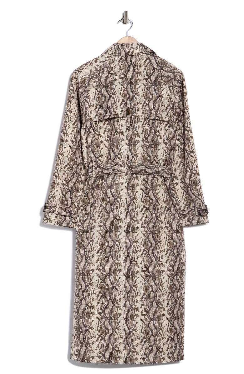 Rebecca Minkoff Animal Print Longline Trench Coat, Alternate, color, Snake