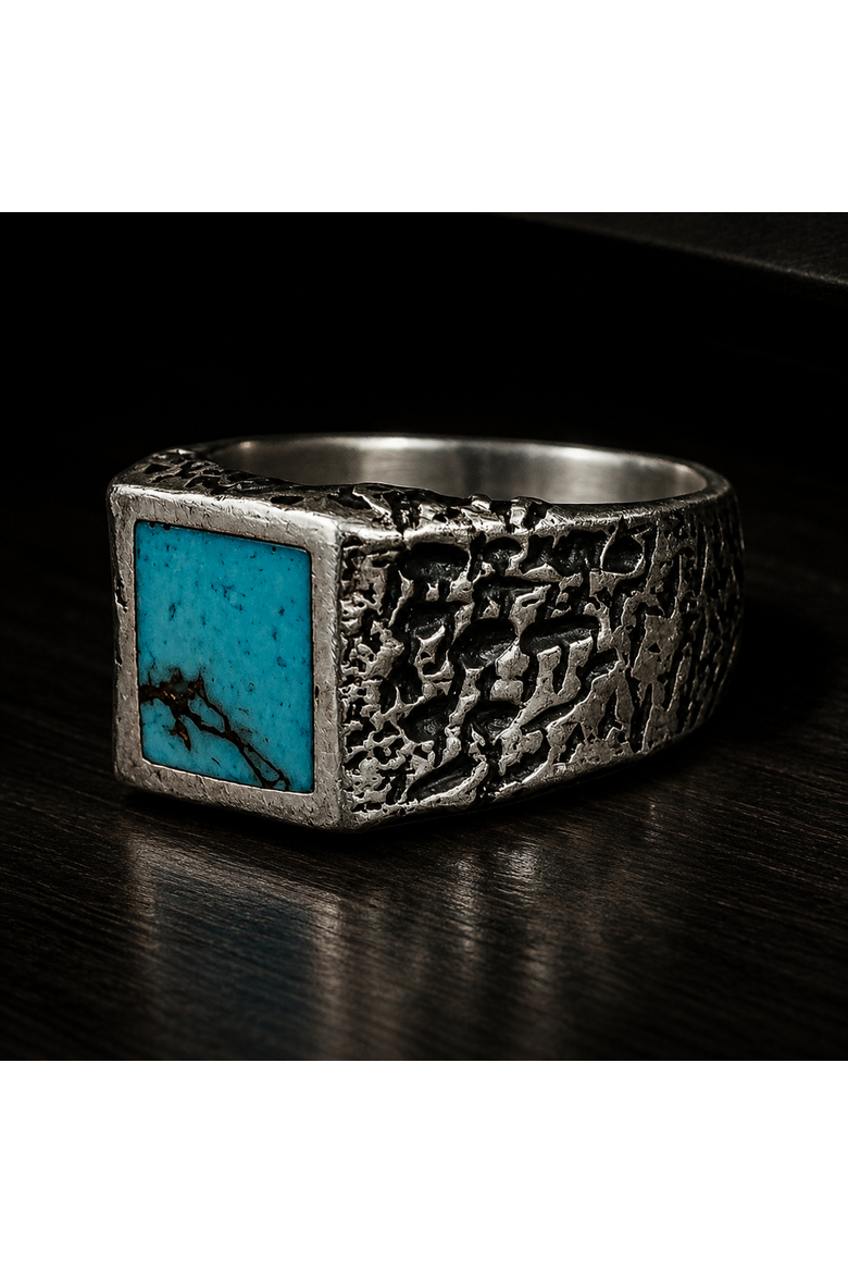 Rustic Turquoise Silver Ring, Alternate, color, Turquoise
