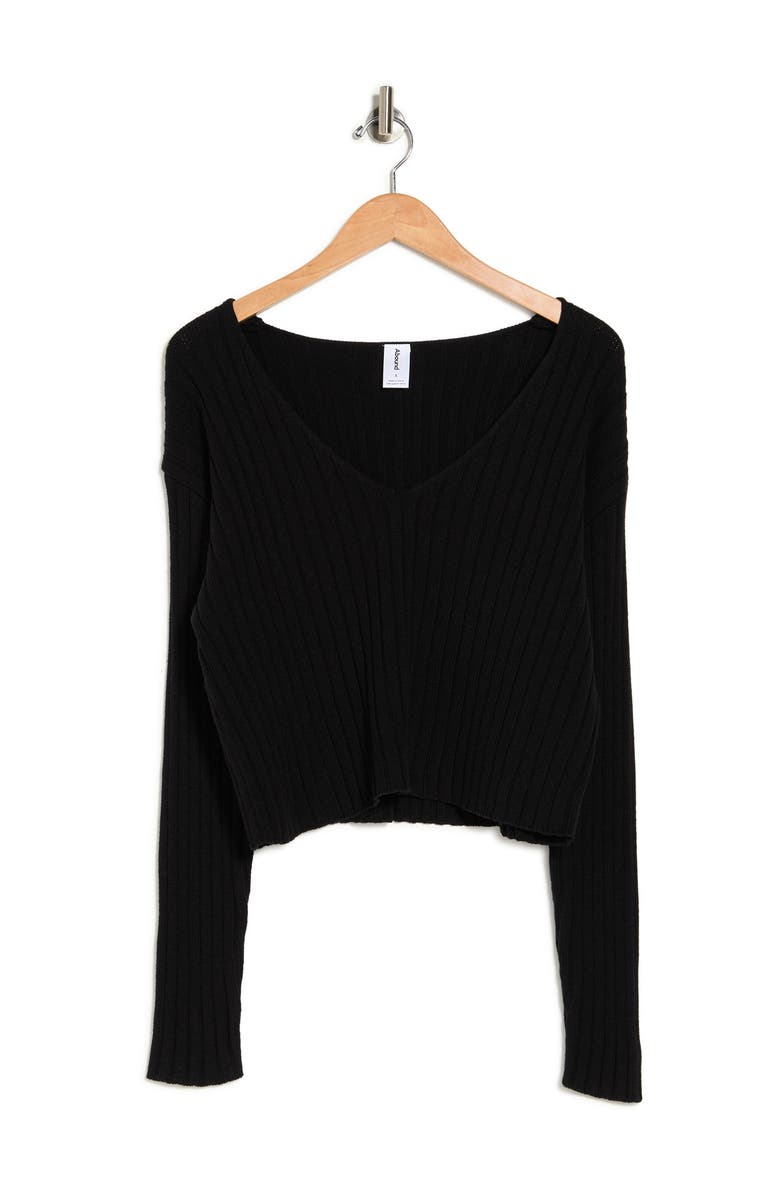 Abound V-Neck Ribbed Crop Sweater, Alternate, color, 