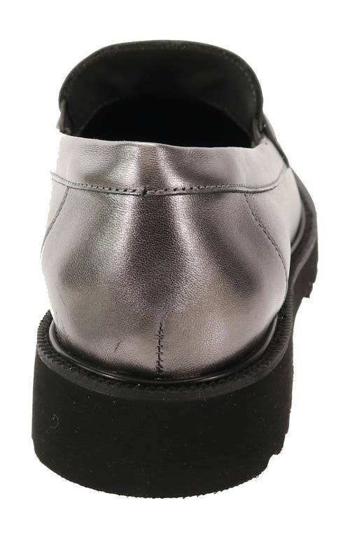 David Tate Magan Leather Loafer In Silver
