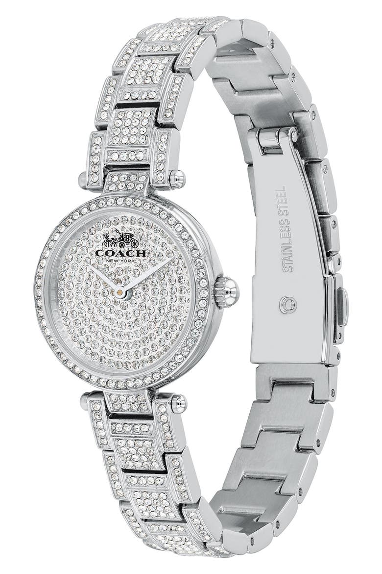 Park Crystal Embellished Bracelet Watch, 26mm, Alternate, color, SILVER/ PAVE