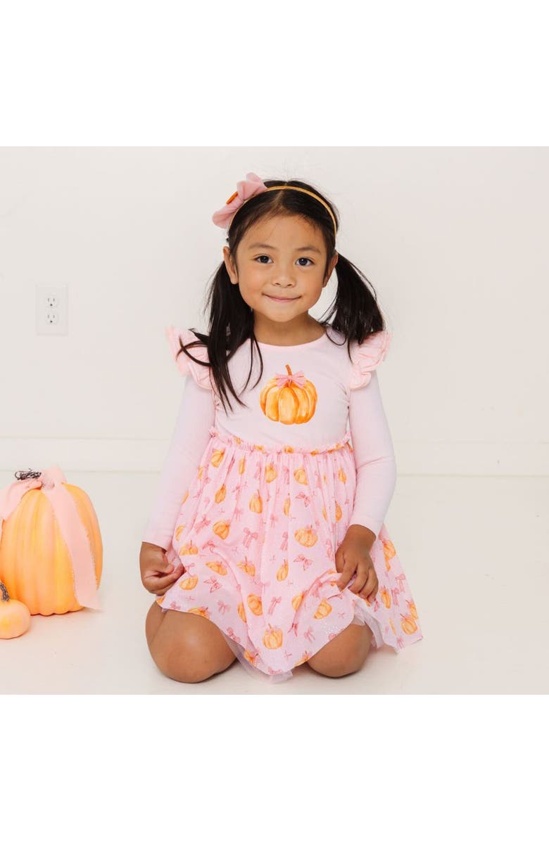 Sweet Wink Pumpkin Long Sleeve Tutu Dress, Alternate, color, Multicolor