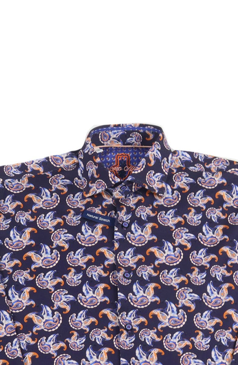Luchiano Visconti Paisley Jacquard Shirt, Alternate, color, Navy