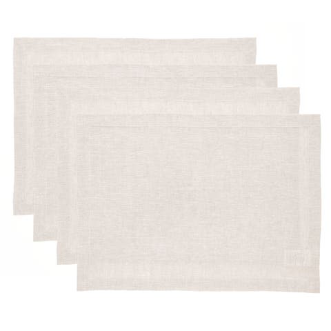 Linen Placemats Set of 4, 14 x 19 Inch for Dining Table, Holiday and Everyday Table Decor - Athena