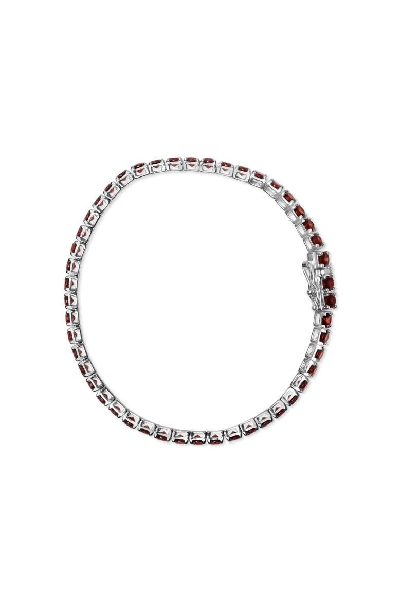 .925 Sterling Silver 10.0 Cttw Created Orange Garnet Tennis Bracelet - 7.25", Alternate, color, White