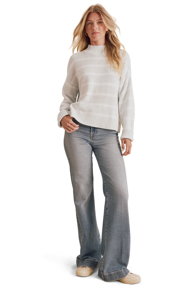 Nora Stripe Mock Neck Sweater, Alternate, color, ALPINE GREEN/ SHELL