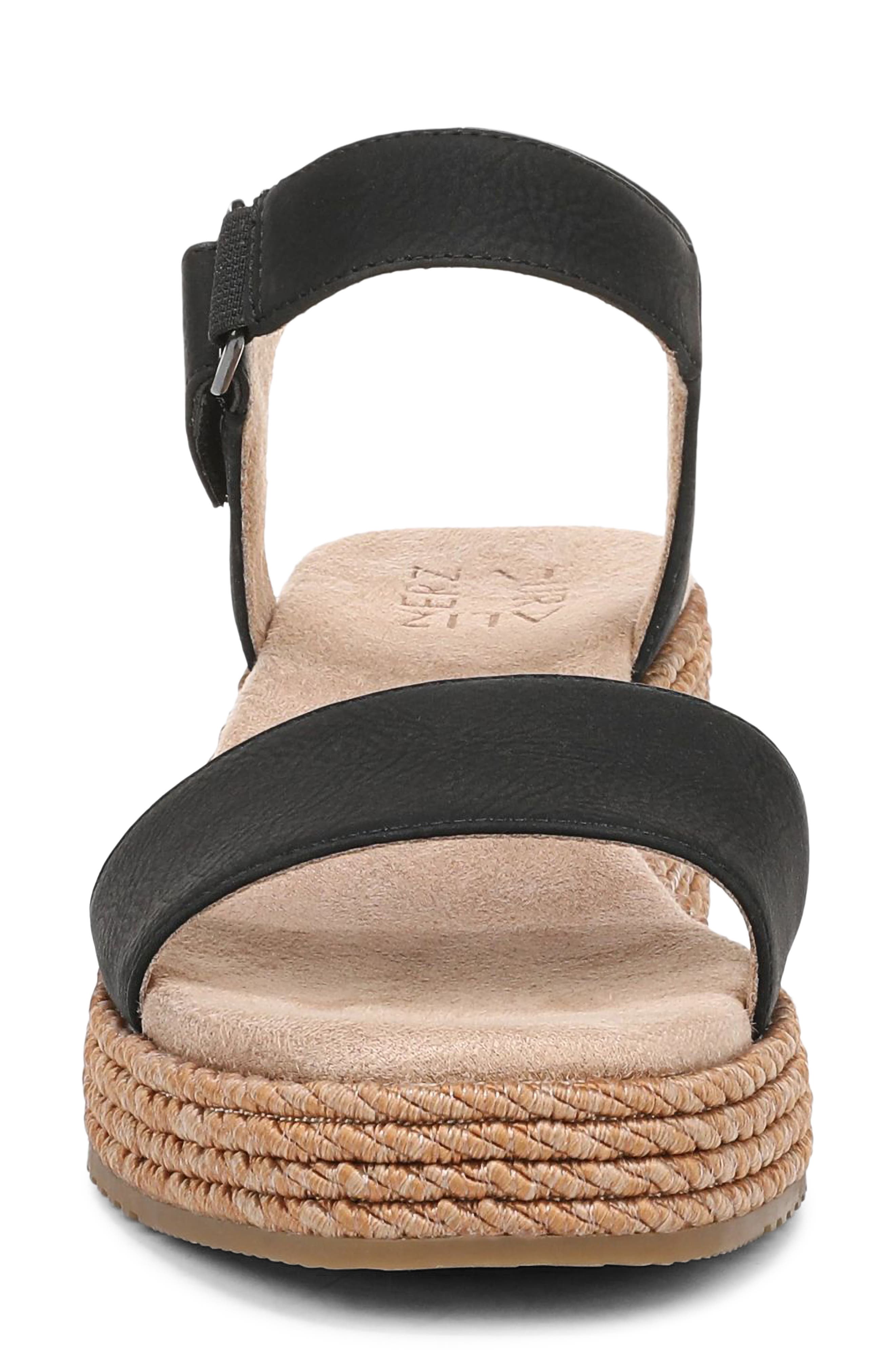 Naturalizer Goldie Wedge Sandal, Alternate, color, Black Faux Leather