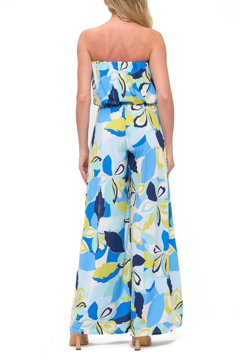 Printed Strapless Wide Leg Romper, Alternate, color, BLUE MULTI