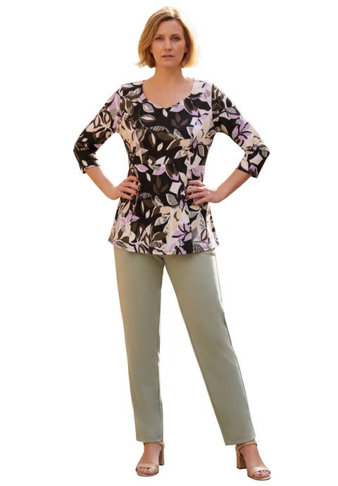 Knit Crepe Sweetheart Neckline Peplum Top (Plus)